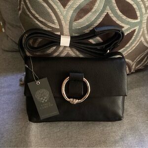 Vince Camuto Leather Black Crossbody Bag with Accent
